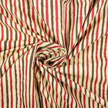 Stripe Bagru Block Printed Cotton Fabric for Kurti