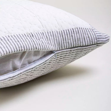 Stripe Handmade Pure Cotton Kantha Quilted Pillow Cover