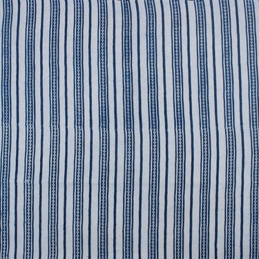 Striped Indigo Blue Hand Block Print Fabric