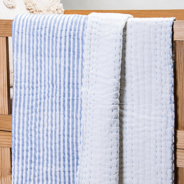 Striped Printed Cotton Kantha Modern and Trendy Baby Blankets