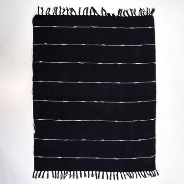 Stylish Black 100% Cotton Woven Throw Blanket For Sofa Decor