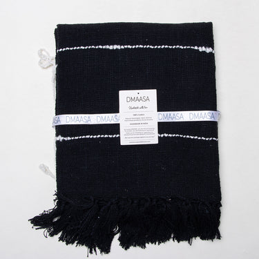 Stylish Black 100% Cotton Woven Throw Blanket For Sofa Decor