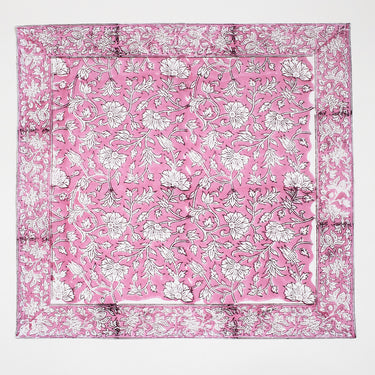 Cloth Napkins Premium Hand Block Pink Floral Reusable Cotton