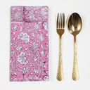 Cloth Napkins Premium Hand Block Pink Floral Reusable Cotton