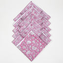 Cloth Napkins Premium Hand Block Pink Floral Reusable Cotton