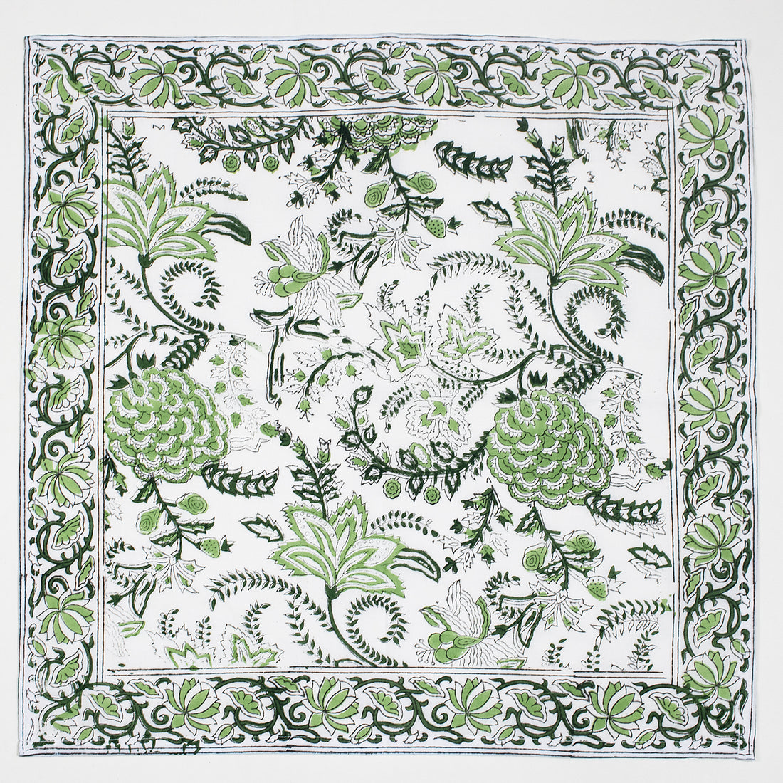 Soft Napkins Premium Hand Block Green Floral Reusable Online