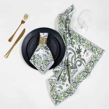 Soft Napkins Premium Hand Block Green Floral Reusable Online