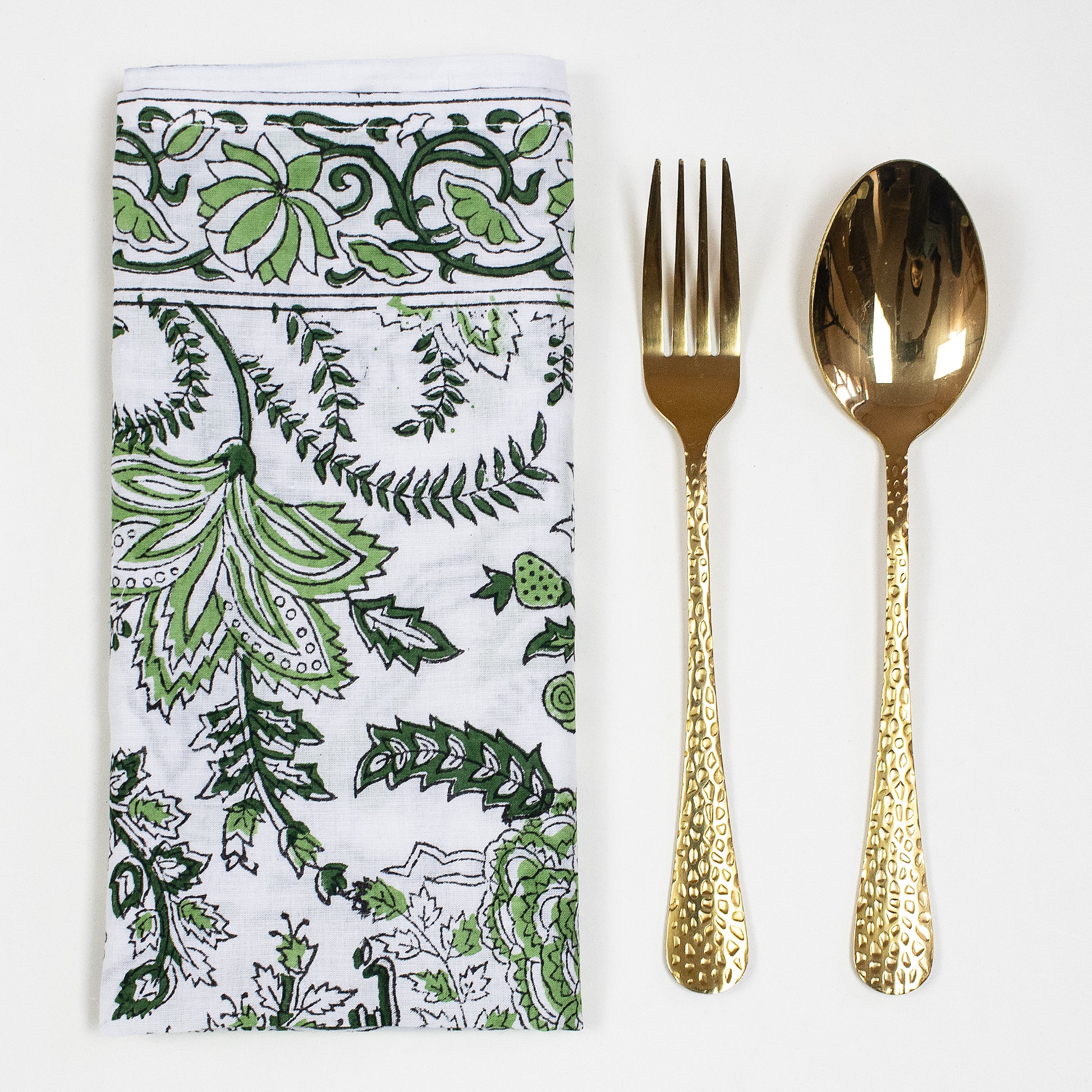 Soft Napkins Premium Hand Block Green Floral Reusable Online