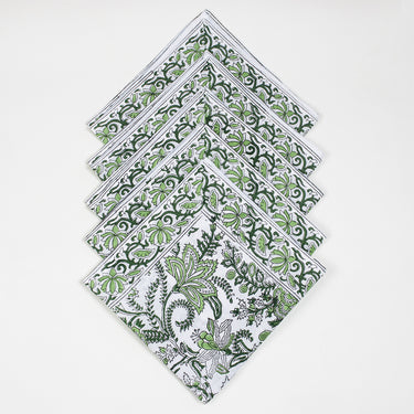 Soft Napkins Premium Hand Block Green Floral Reusable Online