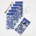 Premium Hand Block Blue Floral Print Cloth Napkins Online