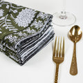 Hand Block Green Floral Printed Cotton Napkins Online