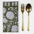 Hand Block Green Floral Printed Cotton Napkins Online