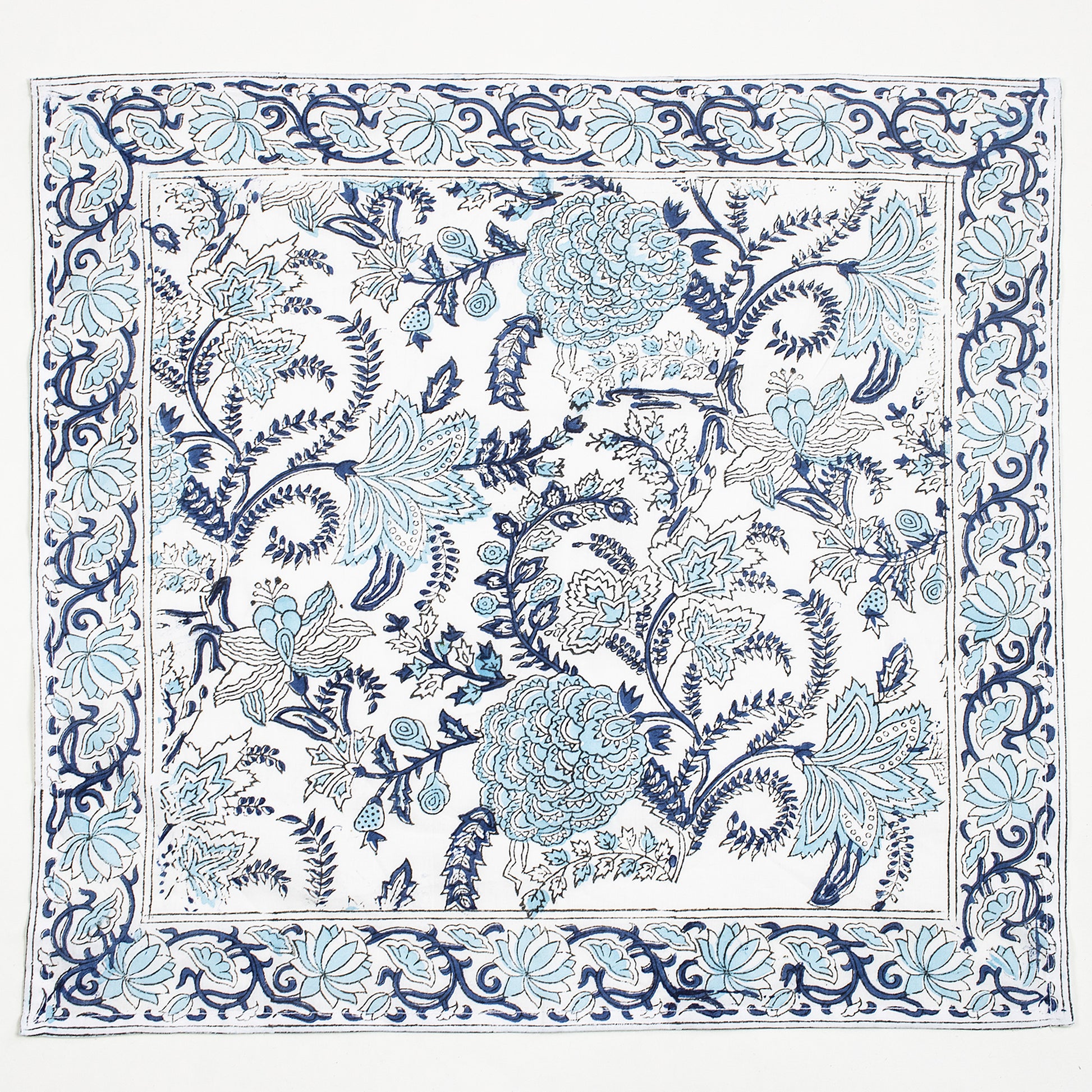 Hand Napkins Block Sky Blue Floral Print Online