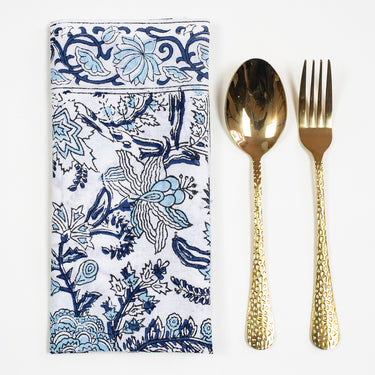 Hand Napkins Block Sky Blue Floral Print Online