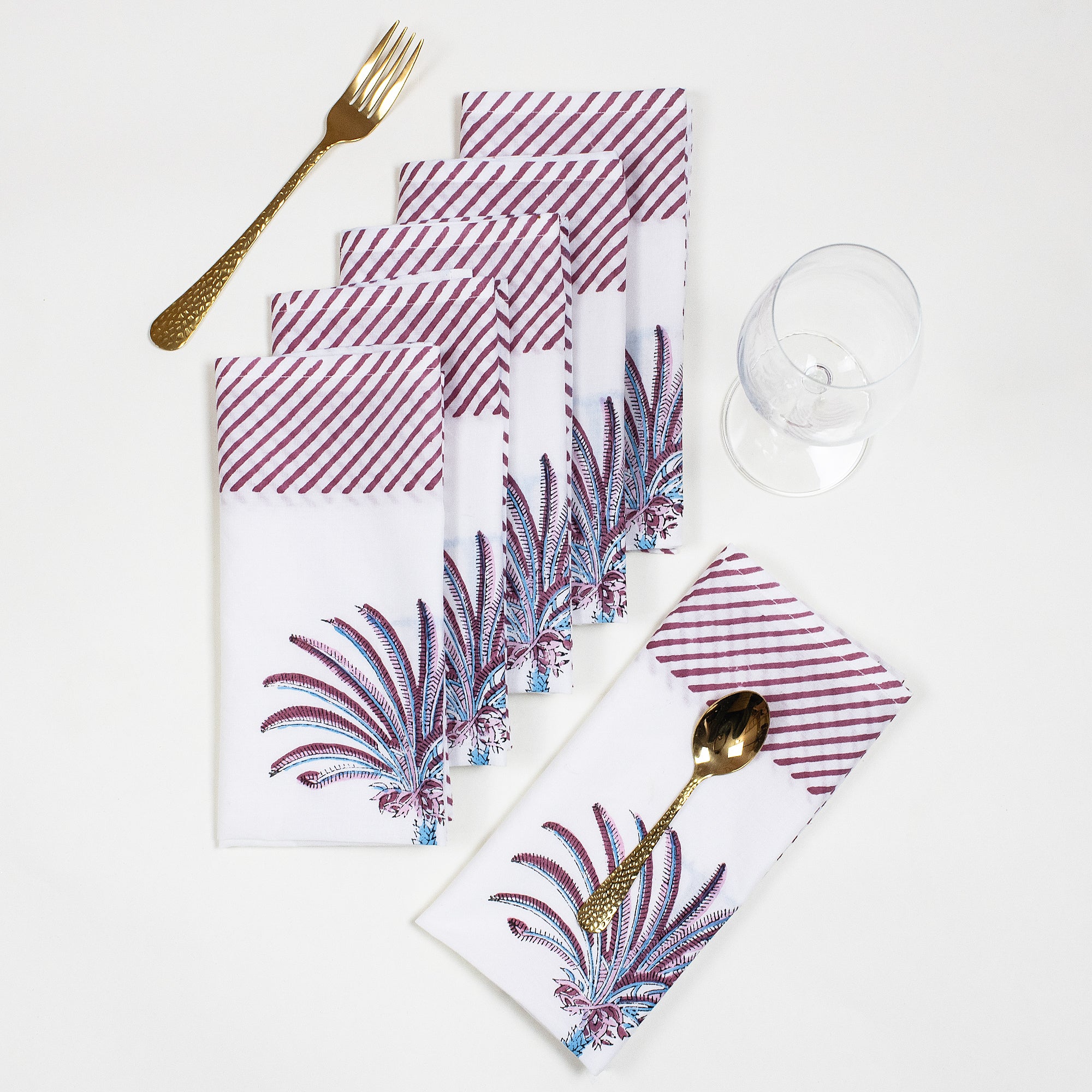 Hand Block Palm Tree Printed Soft Napkins Online