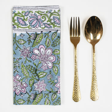 Hand Block Green Floral Printed Cotton Rumal Online