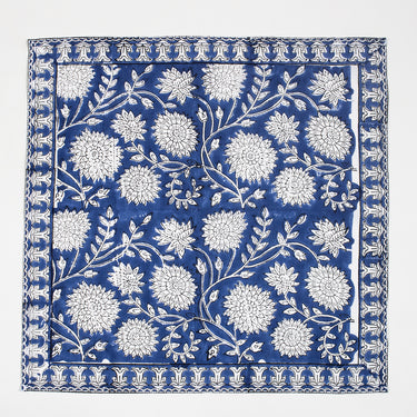 Hand Block Blue Floral Printed Cotton Hankies Online