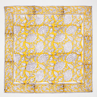 Cotton Hankey Cloth Hand Block Yellow Floral Printed Online