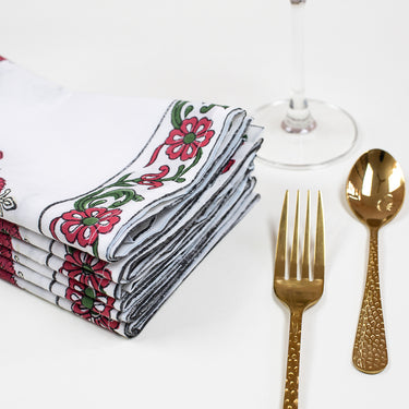 Block Maroon Floral Printed Handmade Hankies Online