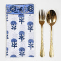 Hand Rumal Block Blue Floral Print Cotton Napkins Online