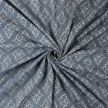 Teal Floral Dabu Kashish Hand Block Print Fabric