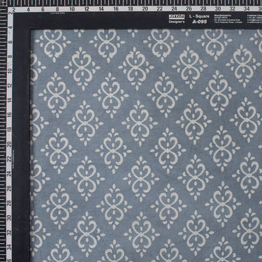 Teal Floral Dabu Kashish Hand Block Print Fabric