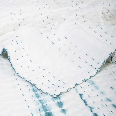Tie Dye Organic Cotton Kantha Blanket Quilt