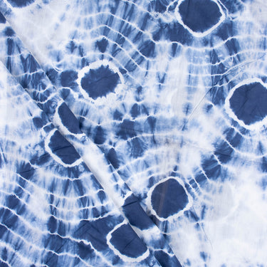 Tie and Dye Blue Polkas Dots Organic Cotton Fabric