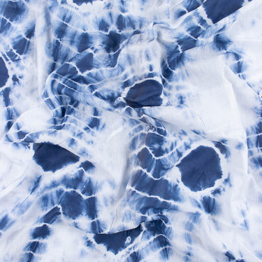 Tie and Dye Blue Polkas Dots Organic Cotton Fabric