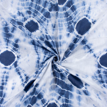 Tie and Dye Blue Polkas Dots Organic Cotton Fabric