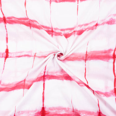 Tie and Dye Shibori Red Stripe Cotton Fabric