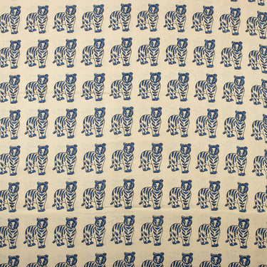 Tiger Hand Block Blue Soft Bagru Fabric 