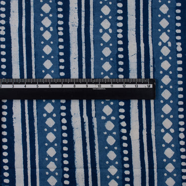 Top Blue Striped Cotton Hand Block Print Fabric