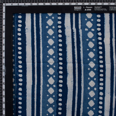 Top Blue Striped Cotton Hand Block Print Fabric