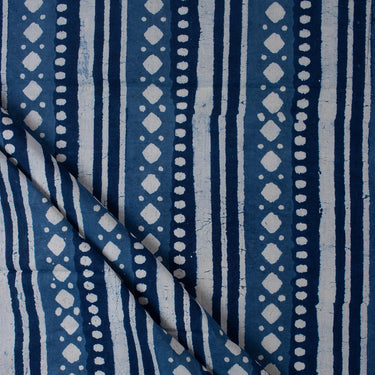 Top Blue Striped Cotton Hand Block Print Fabric