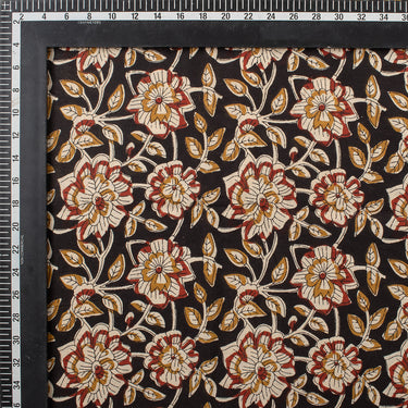 Trendy Floral Hand Printed Cotton Bagru Fabric