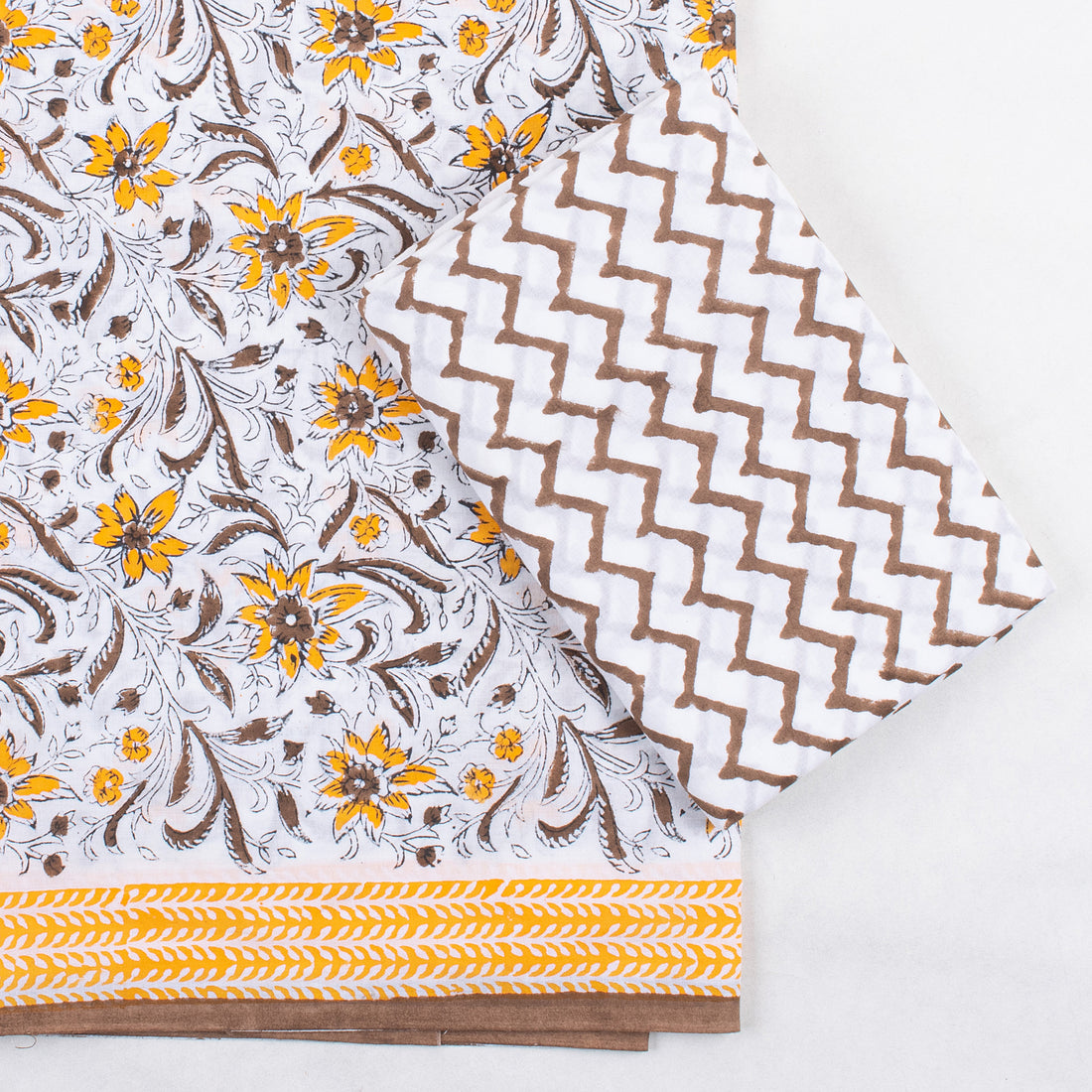 Yellow Floral Cotton Suit Material With Dupatta Online