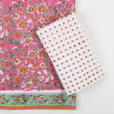 Pink Floral Best Cotton Suits With Cotton Dupatta Online