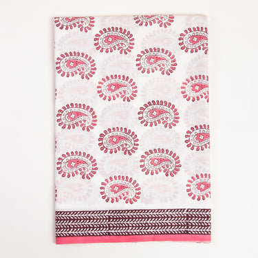 3PC Pink Paisley Unstitched Suits Cotton Dupatta Online