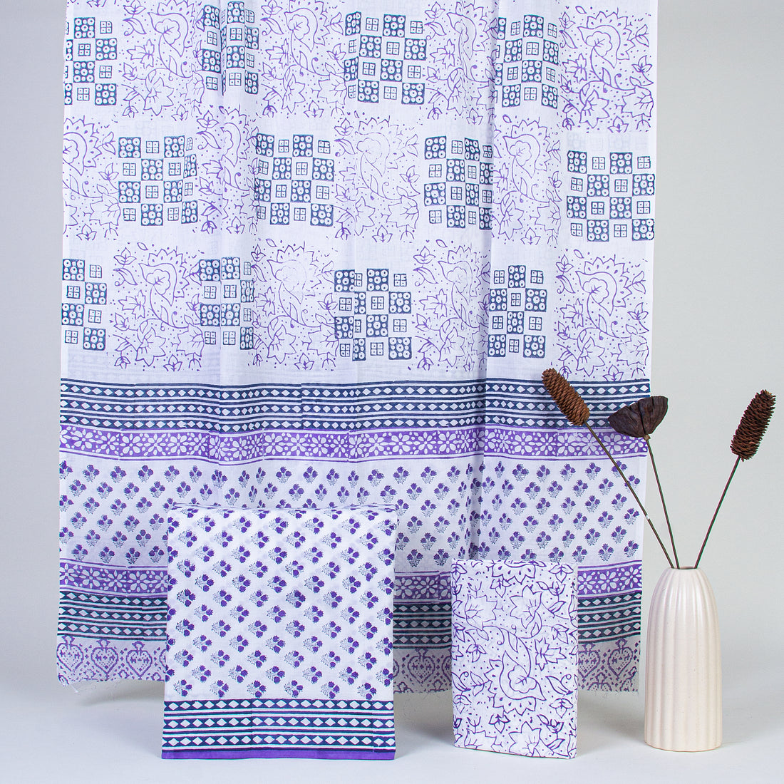 Purple Floral Pure Cotton Suit Sets With Cotton Dupatta Online