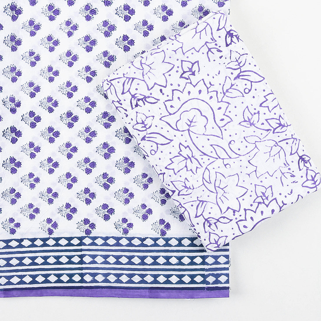 Purple Floral Pure Cotton Suit Sets With Cotton Dupatta Online