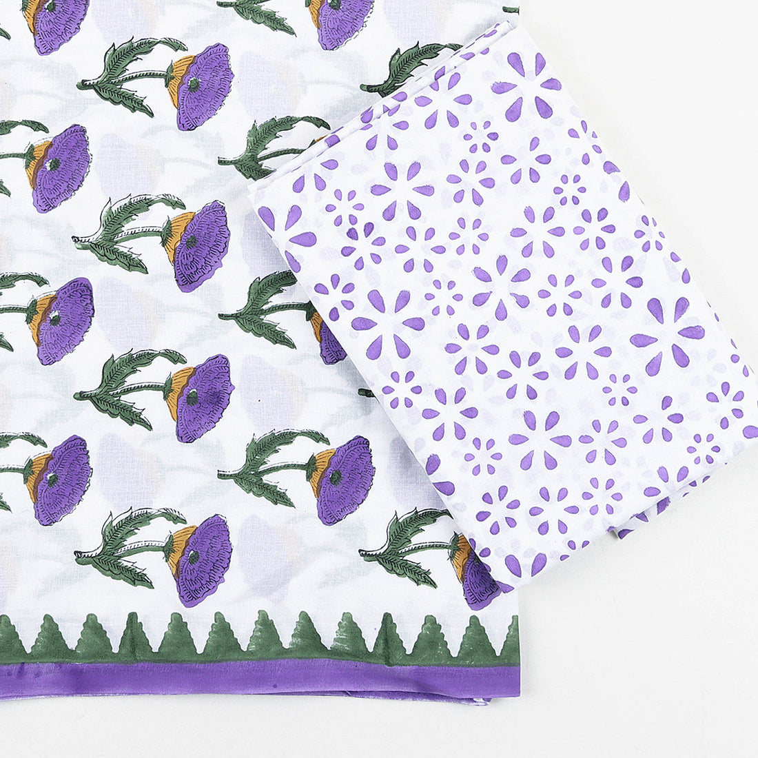 Purple Floral Plain Cotton Suit With Cotton Dupatta Online