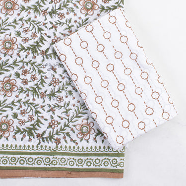Floral Unstitched Suit Set with Kota Doria Dupatta