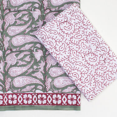 Paisley Printed Soft Cotton Suits With Kota Doria Dupatta