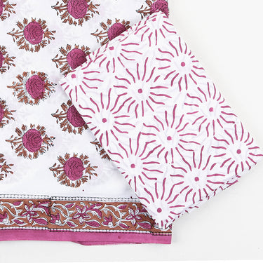 Red Rose Floral Print Suits With Kota Doria Dupatta Online
