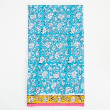 Blue Leaf Print Unstitched Suits Cotton Set Organza Dupatta Online