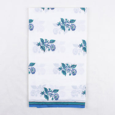 Floral Block Printed Pure Organza Dupatta With Cotton Suit Set