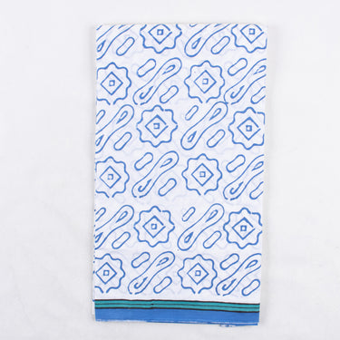 Floral Block Printed Pure Organza Dupatta With Cotton Suit Set