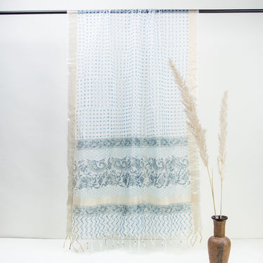 Blue Paisley Hand Painted Organza Dupatta with Cotton Suit Online