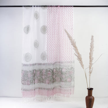 Block Print Suits With Organza Dupatta